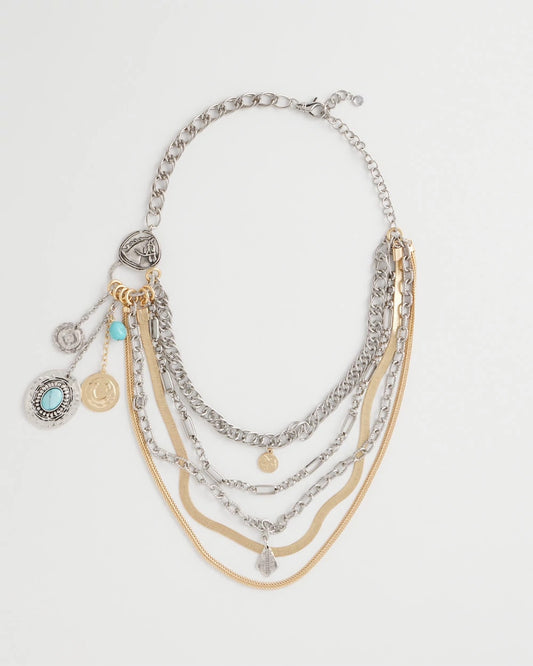 Chico's Equestrian Mixed-Metal Multistrand Necklace Mixed Metals