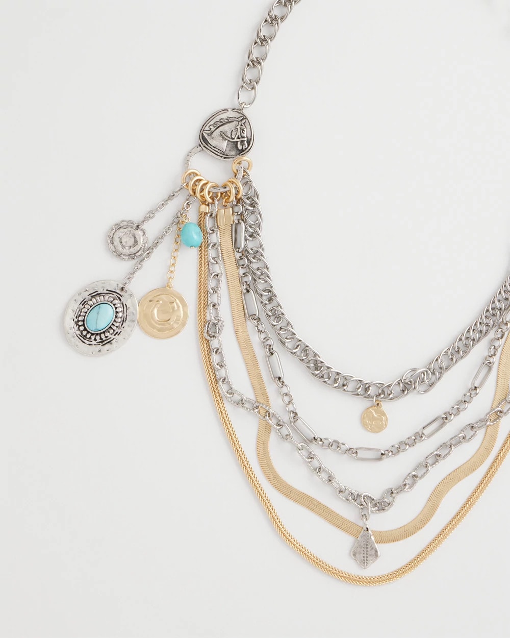Chico's Equestrian Mixed-Metal Multistrand Necklace Mixed Metals
