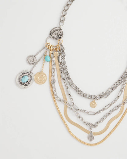 Chico's Equestrian Mixed-Metal Multistrand Necklace Mixed Metals