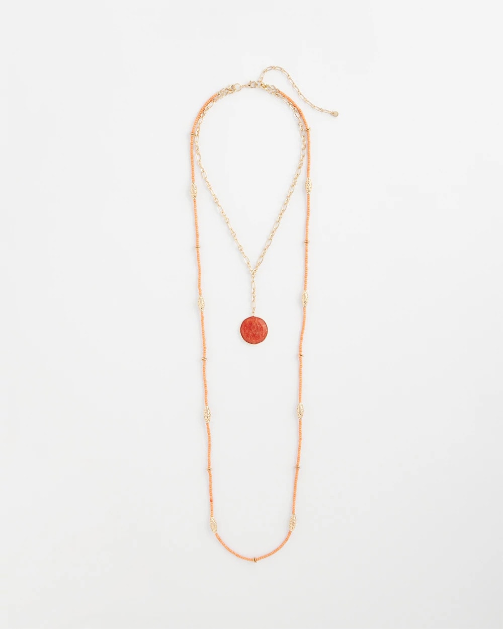 Chico's Convertible Beaded Pendant Necklace Orange
