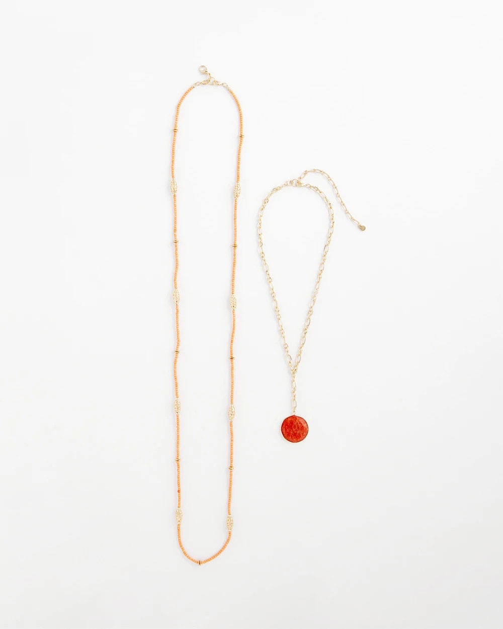 Chico's Convertible Beaded Pendant Necklace Orange