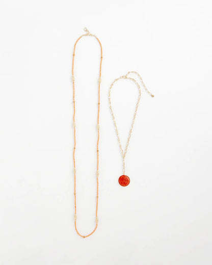 Chico's Convertible Beaded Pendant Necklace Orange