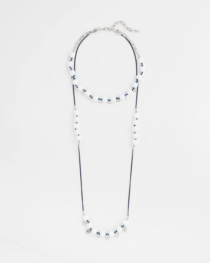 Chico's Convertible White Stone Necklace Blue And White