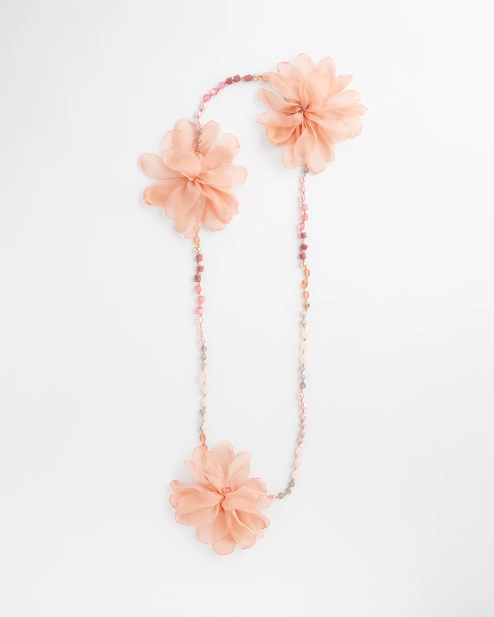 Chico's Pink Floral Aventurine Long Single Necklace Pink