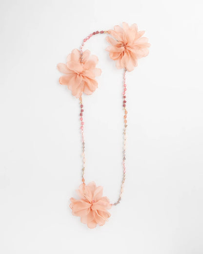 Chico's Pink Floral Aventurine Long Single Necklace Pink