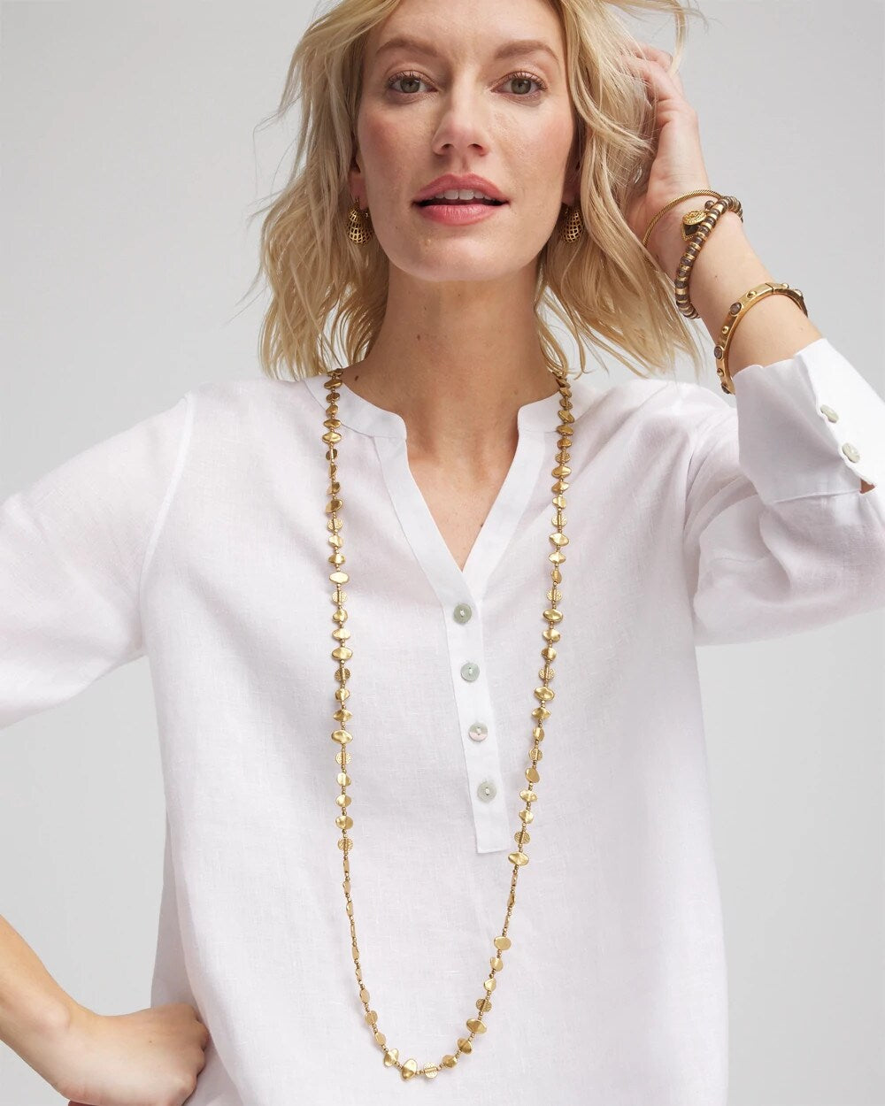 Chico's Gold Nugget Single Strand Necklace Gold