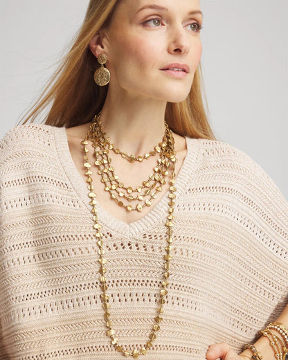 Chico's Gold Nugget Single Strand Necklace Gold