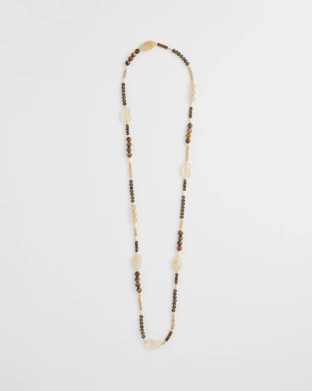 Chico's Tiger's Eye Single-Strand Necklace Neutral