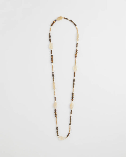 Chico's Tiger's Eye Single-Strand Necklace Neutral