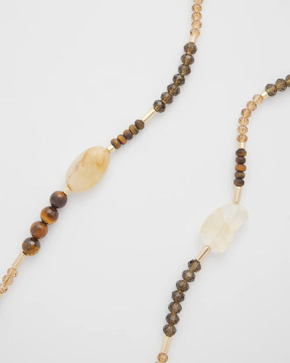 Chico's Tiger's Eye Single-Strand Necklace Neutral