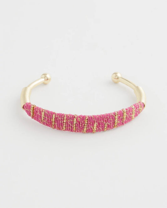 Chico's Thread Wrapped Cuff Bracelet Pink