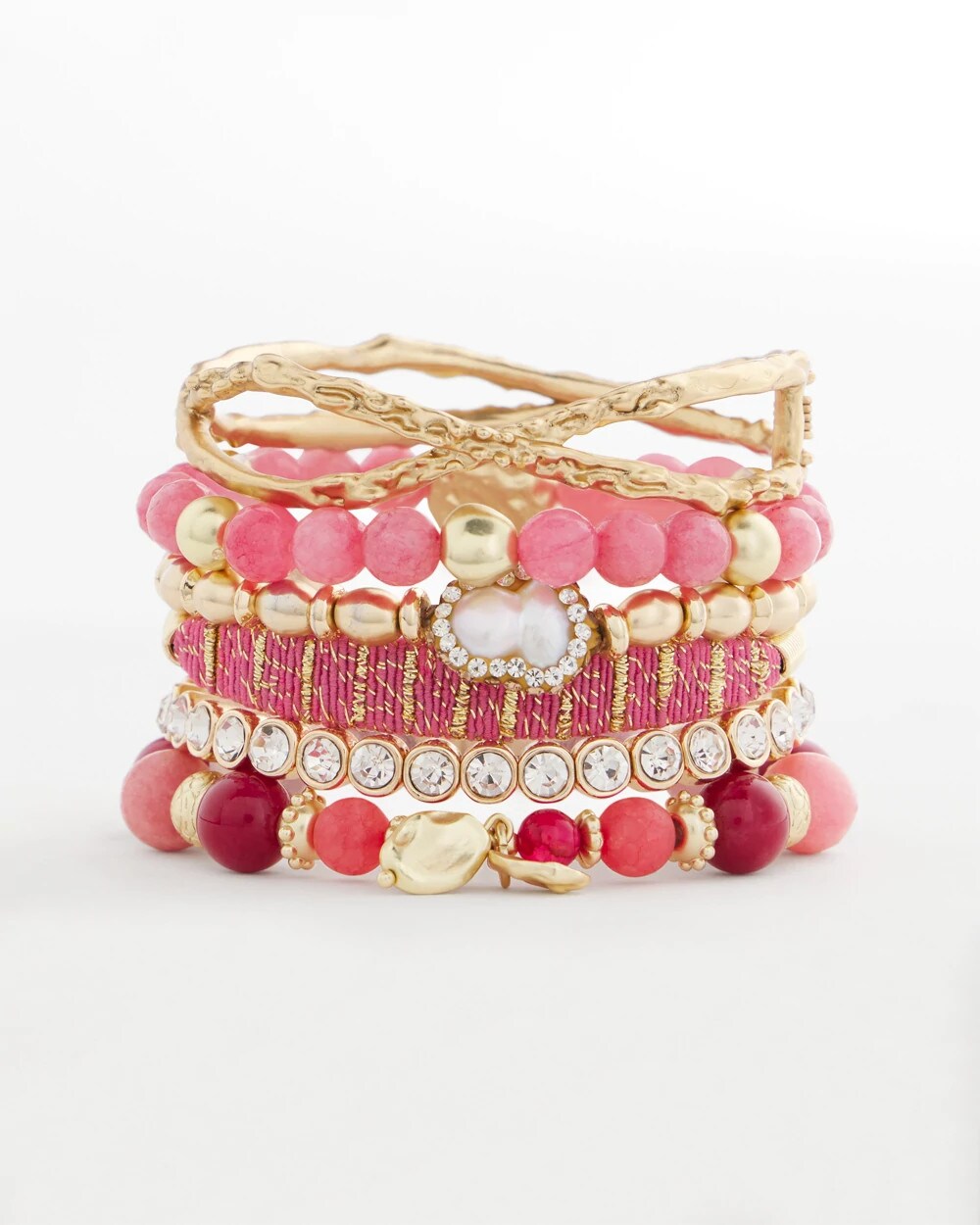 Chico's Thread Wrapped Cuff Bracelet Pink