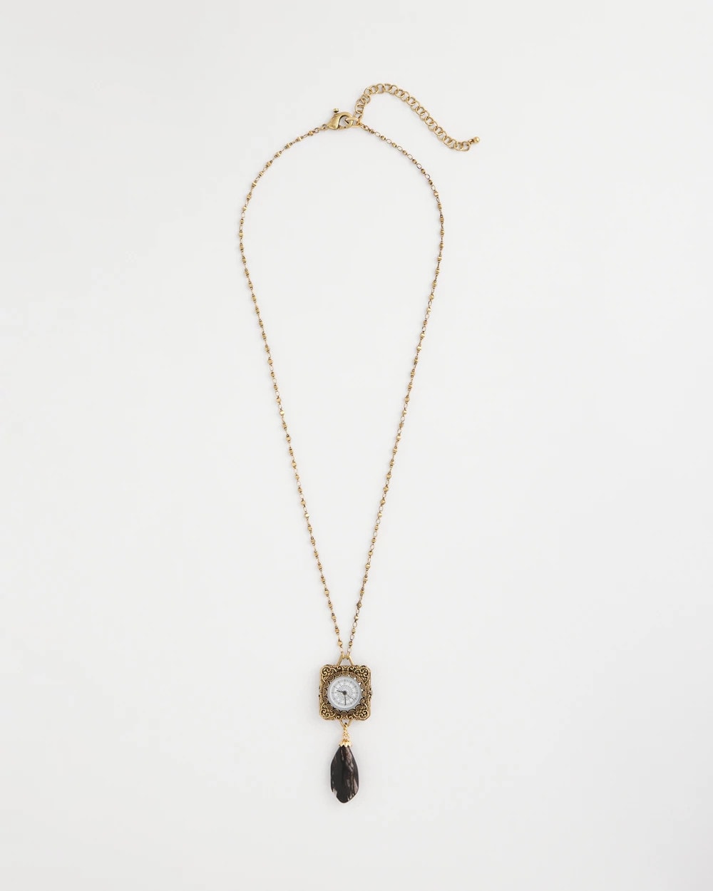 Chico's Clock Pendant Necklace Gold