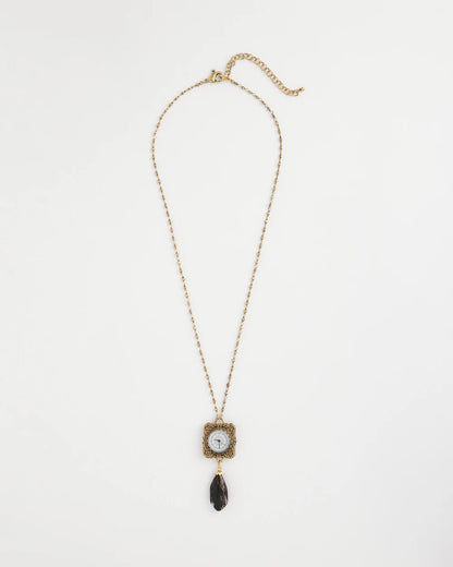 Chico's Clock Pendant Necklace Gold