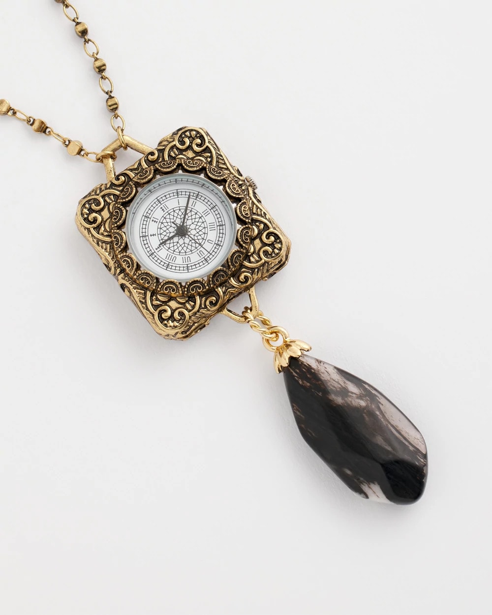 Chico's Clock Pendant Necklace Gold