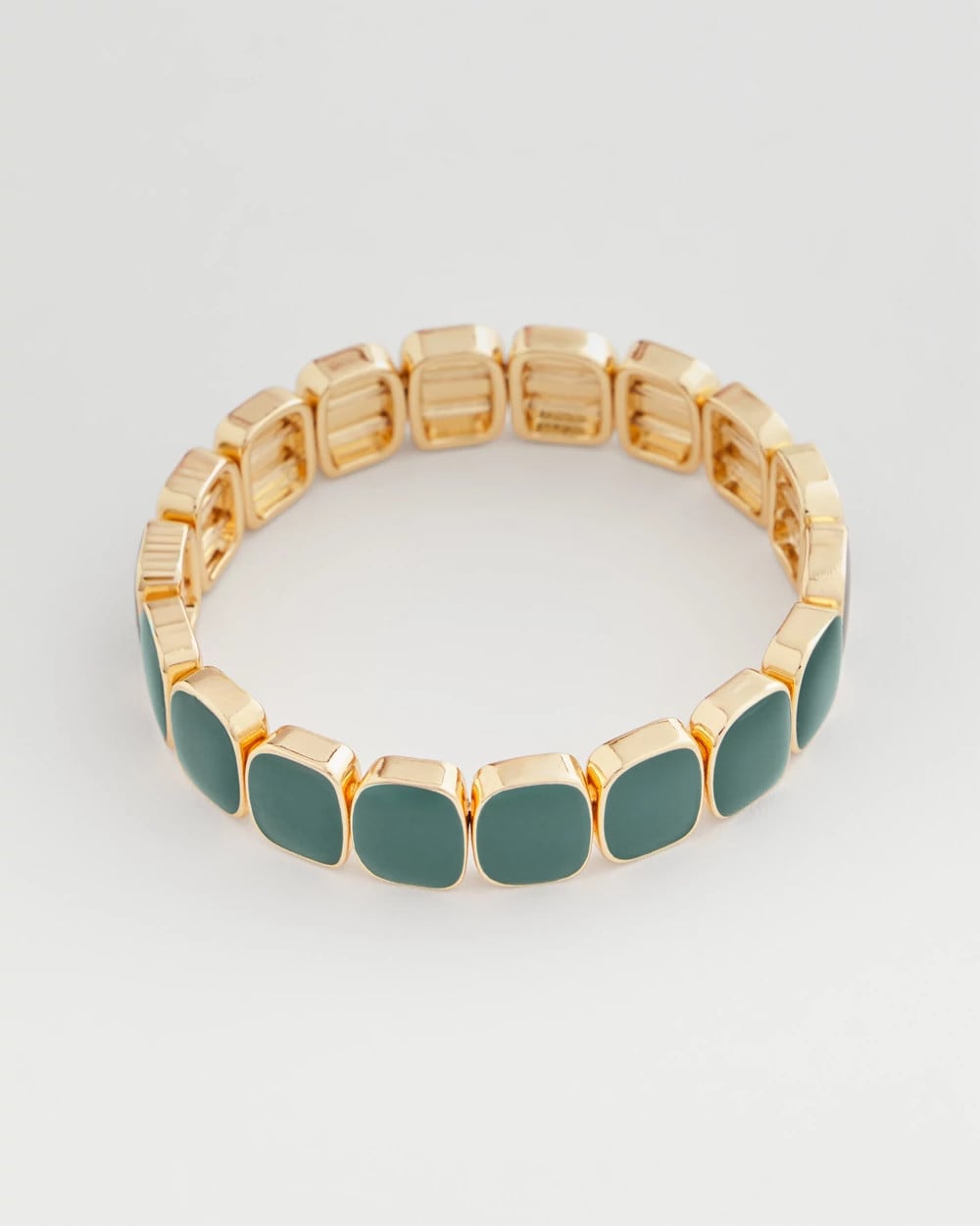 Chico's Resin Goldtone Square Stretch Bracelet Darkest Spruce