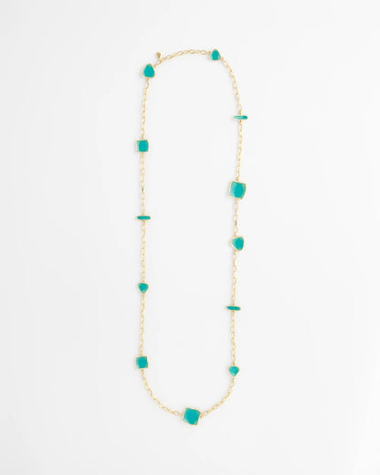 Chico's Gold Tone Single-Strand Necklace Blue