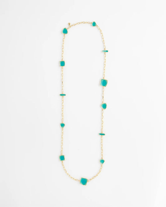 Chico's Gold Tone Single-Strand Necklace Blue