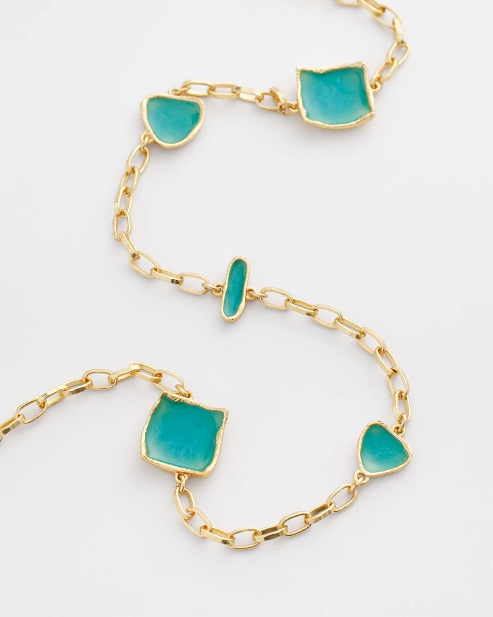 Chico's Gold Tone Single-Strand Necklace Blue