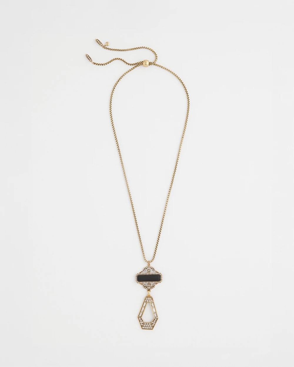 Chico's Adjustable Amulet Pendant Necklace Black/Gold