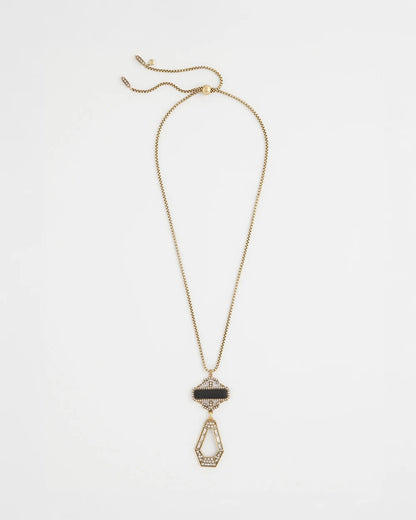 Chico's Adjustable Amulet Pendant Necklace Black/Gold