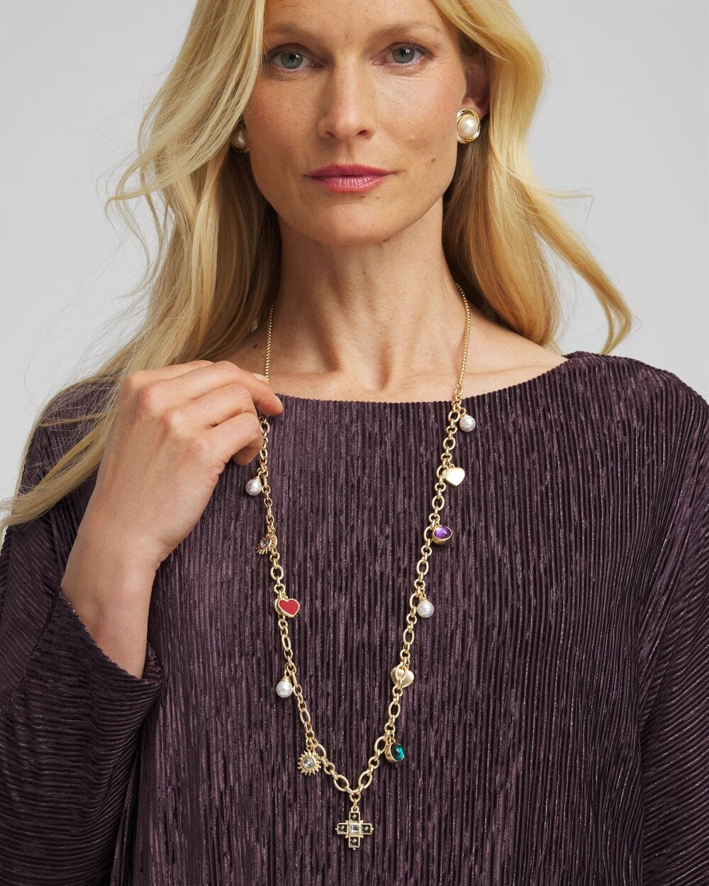 Chico's Adjustable Charm Necklace Multi