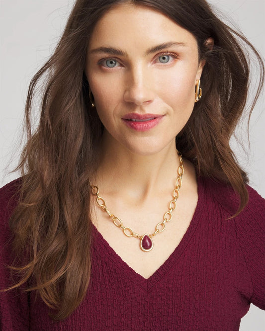 Chico's Convertible Three-Strand Stone Pendant Necklace Purple