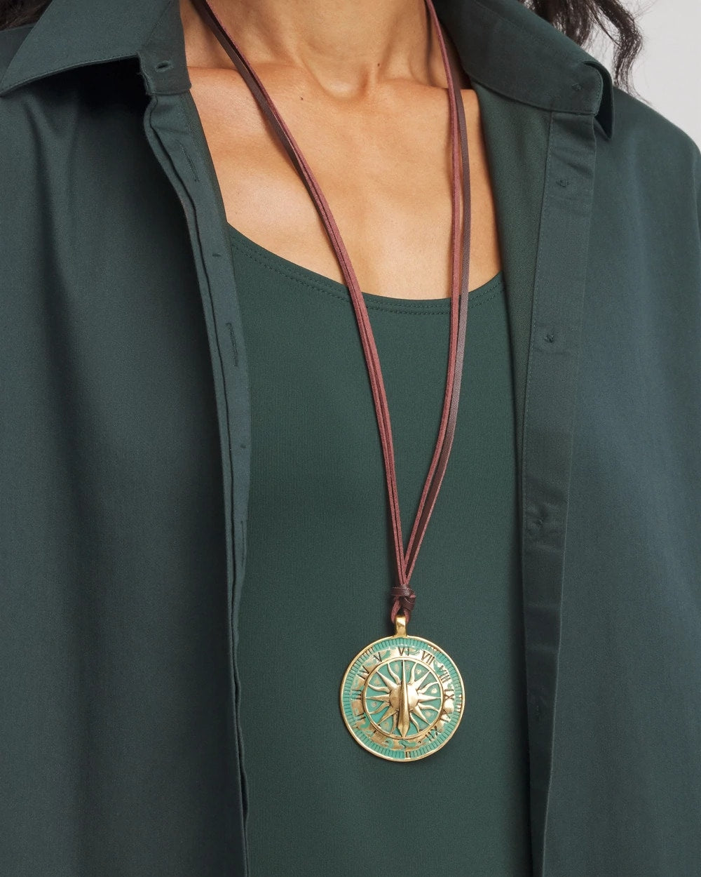 Chico's Sundial Medallion Pendant Turquoise