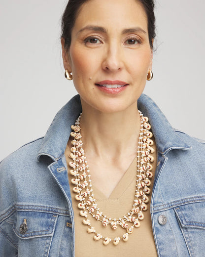 Chico's Multi-Strand Shell Necklace Neutral