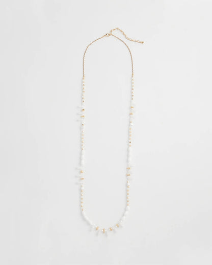 Chico's White Beaded Single Strand Necklace White