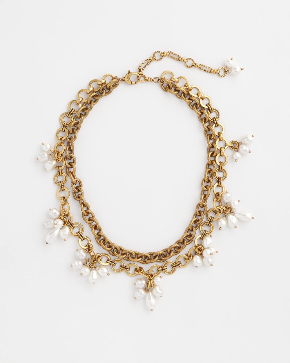 Chico's Modern Pearl Clusters Choker Necklace White/Gold