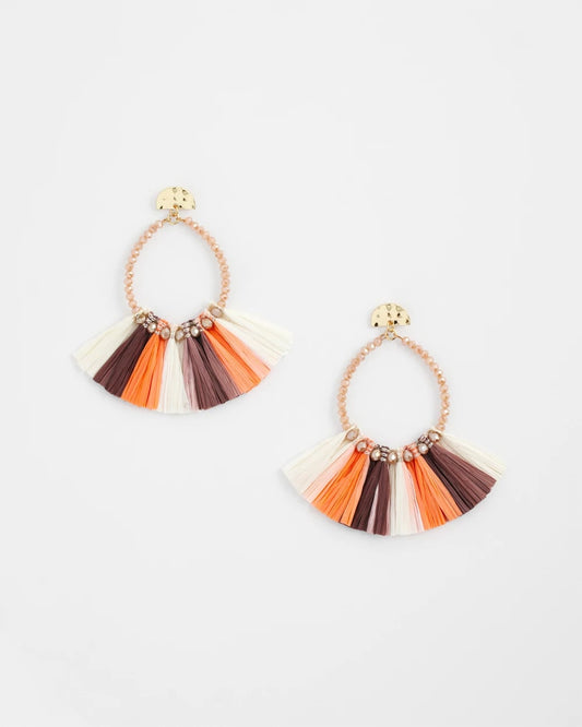 Chico's No Droop® Raffia Seed Bead Earrings Sunset Peach
