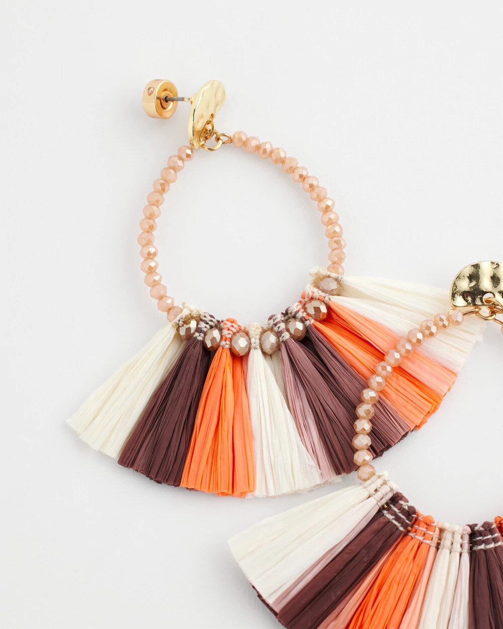 Chico's No Droop® Raffia Seed Bead Earrings Sunset Peach