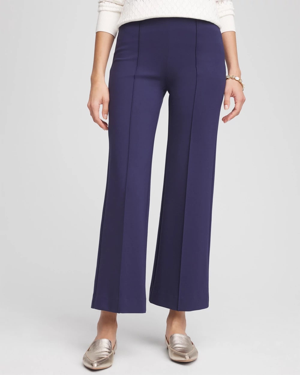 Chico's Lightweight Juliet Kick Flare Pants Passport Blue
