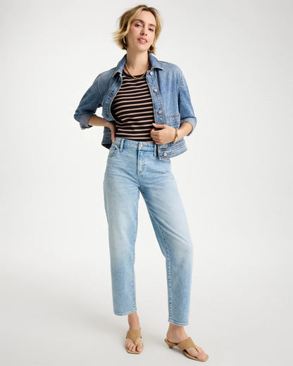 Chico's Striped High Neck Rib Tank Mocha Mousse