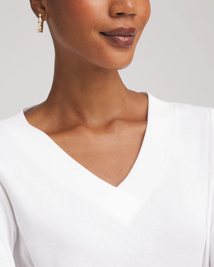 Chico's Short Pima 3/4 Sleeve Tee Alabaster