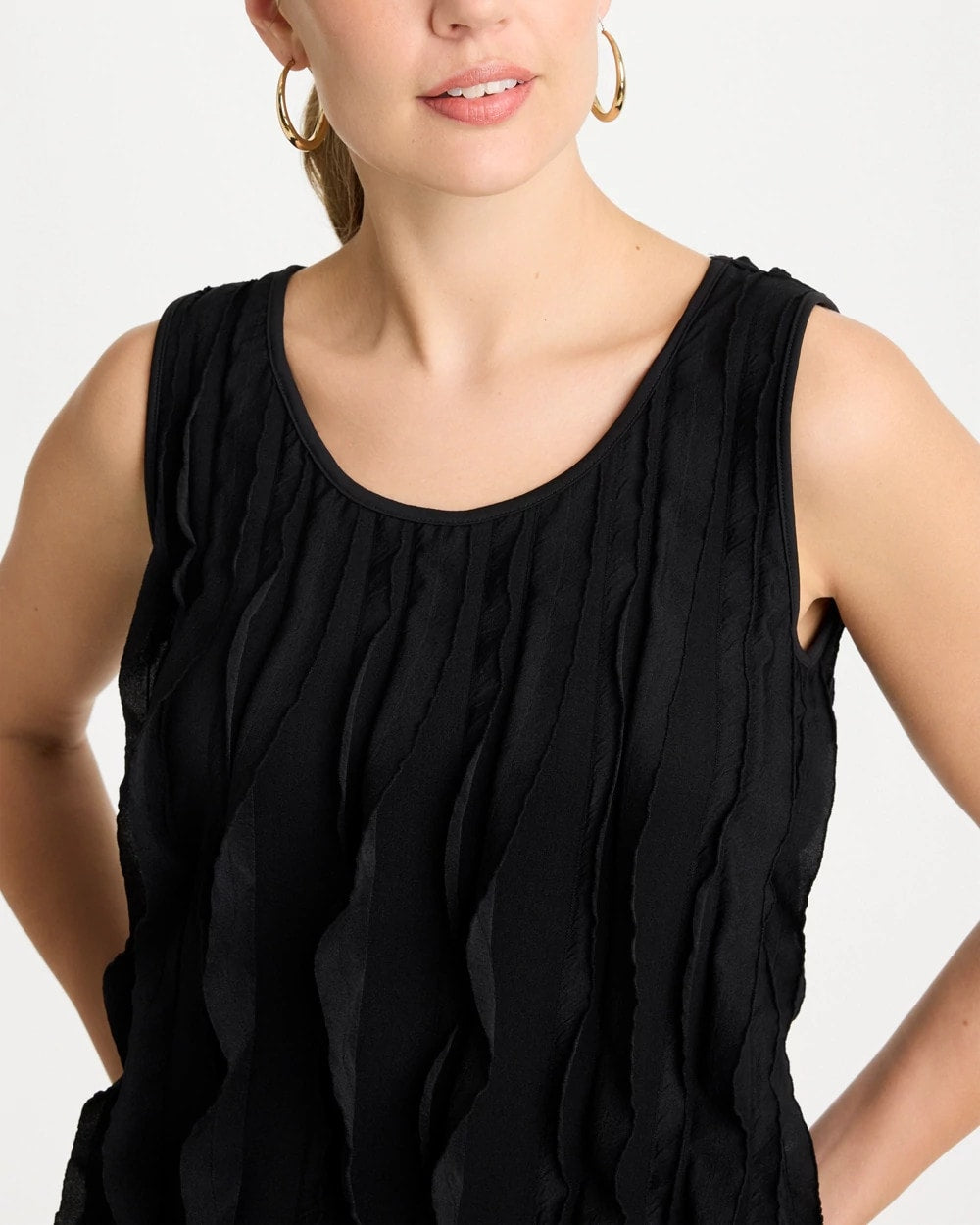 Chico's 3-D Ruffled Tank Black