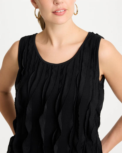 Chico's 3-D Ruffled Tank Black