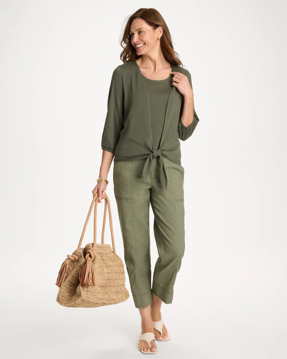 Chico's Knit Gauze Tank Kelp Forest