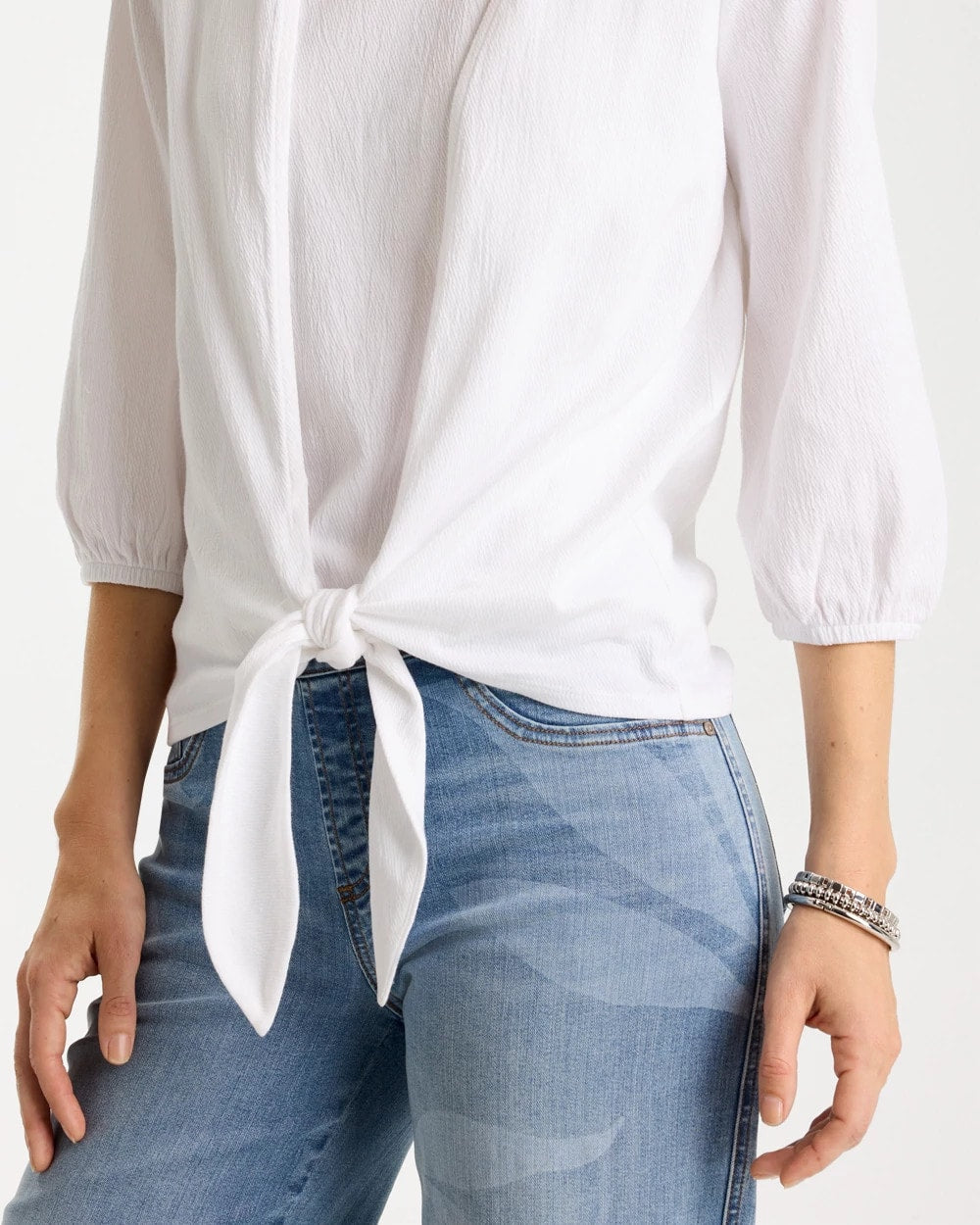 Chico's Knit Gauze Tie-Front Cardigan Alabaster
