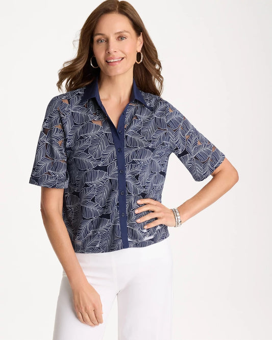 Chico's Burnout Camp Tee Passport Blue