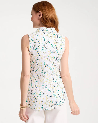 Chico's Printed Collared Tunic Tank Sage Lime