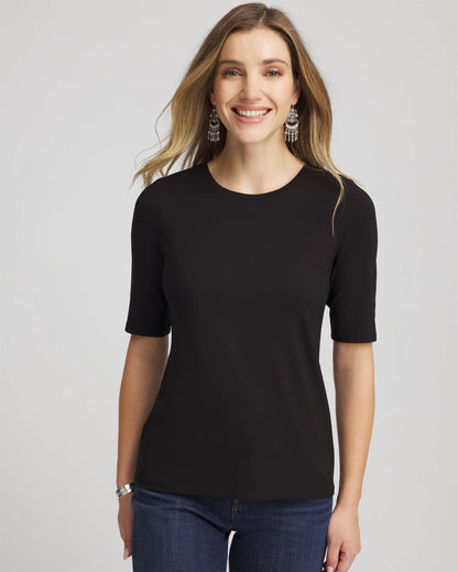Chico's Elbow Sleeve Tee Black