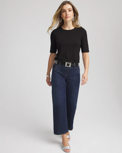 Chico's Elbow Sleeve Tee Black