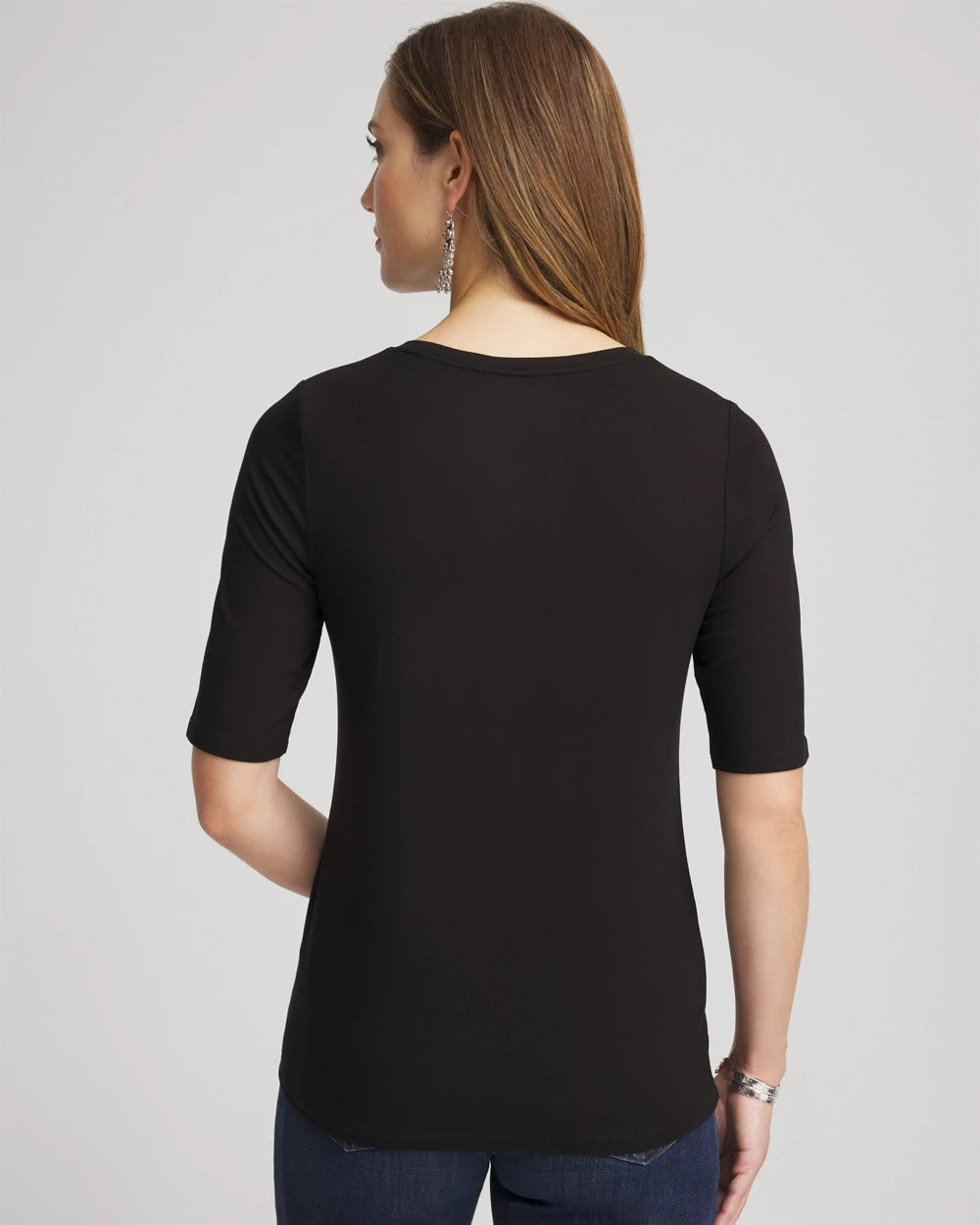Chico's Elbow Sleeve Tee Black