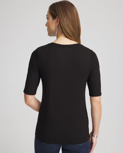 Chico's Elbow Sleeve Tee Black