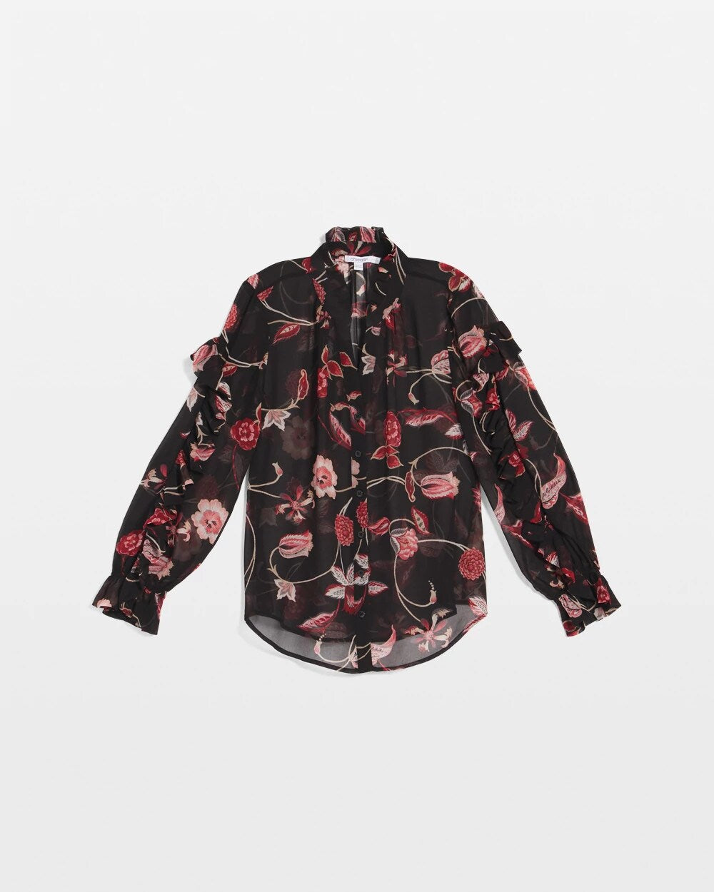 Chico's Georgette Celtic Blooms Blouse Black