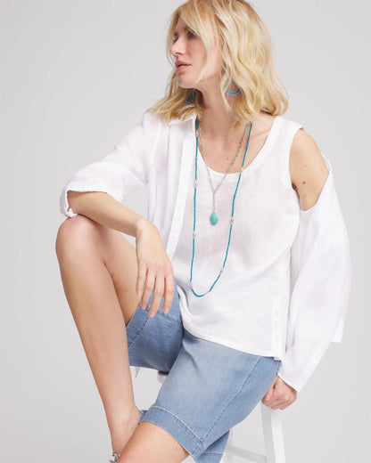 Chico's Sleeveless Linen Tank Top Alabaster