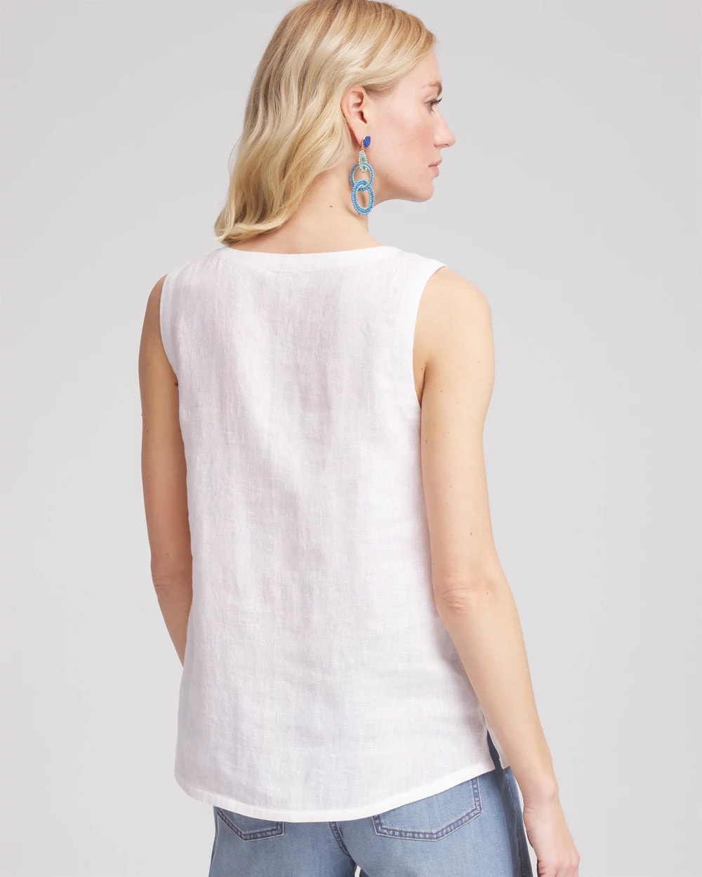 Chico's Sleeveless Linen Tank Top Alabaster