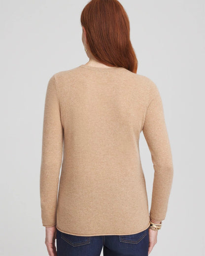 Chico's Cashmere Crewneck Sweater Camel